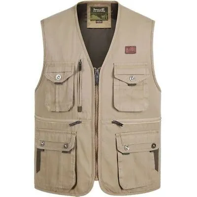 £52.86 • Buy Mens Outdoor Vests Sleeveless Waistcoats Multi Pockets Zip Photographer Director