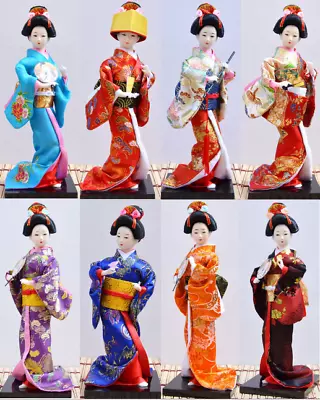 Oriental Japanese Brocade Kimono Kabuki Doll Geisha Figure Figurine Statue Decor • $13.63