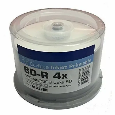 £37.45 • Buy 50 X FF Traxdata 25GB 4x RITEK PRO Inkjet Printable Blank Discs BDR BD-R Blu Ray