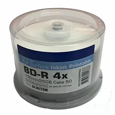 50 X FF Traxdata 25GB 4x RITEK PRO Inkjet Printable Blank Discs BDR BD-R Blu Ray • £37.45