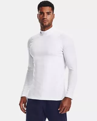 Under Armour 1366066100SM Mens ColdGear White Black Size SM Fitted Mock • $8.09