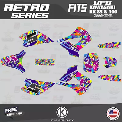 Graphics Kit For Kawasaki KX85 KX100 UFO Restyle 2001-2013 Retro Series - Krazy • $128.17