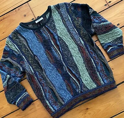 Vintage COOGI Cuggi Multi-Colored Unisex 3D Knit Pullover Sweater Sz S Australia • $149.99