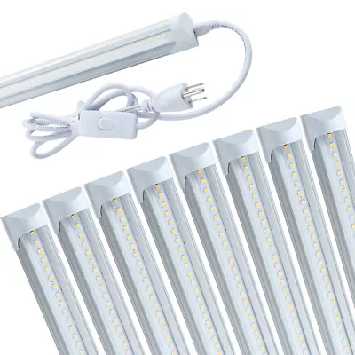 4FT 8 Pack LED Shop Light T8 Linkable Ceiling Fixture 24W Daylight 6000K Clear • $85.99