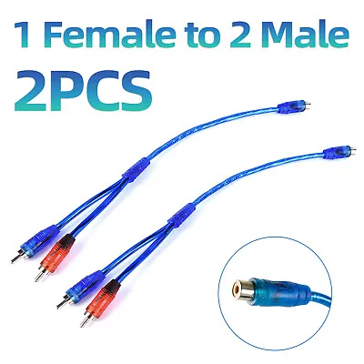 2pcs RCA Y Splitter Audio Jack Cable Adapter 1 Female To 2 Male Connector Blue • $6.25