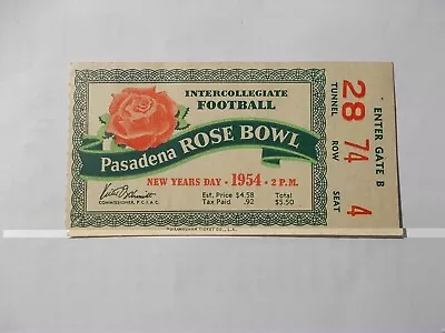 January 1 1954 Rose Bowl Football Ticket Stub Michigan State 28 Ucla 20 Tough • $79.99