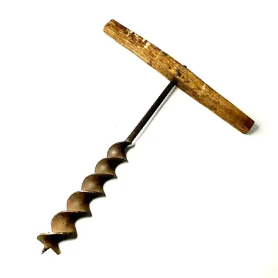 Rustic Barn Auger Vintage Primitive T Handle Hand Drill Beam Farm Tool Wood Hole • $26.88