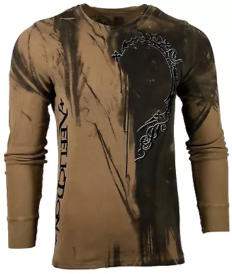 AFFLICTION Men's Thermal Shirt DARK NIGHT Biker Skulls Tattoo S-5XL • $24.99