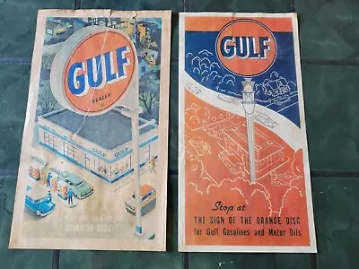 Vintage (2) GULF DEALER GAS OIL Station Garage Poster Sign • $69.99