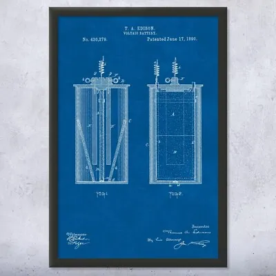 Framed Thomas Edison Voltaic Battery Wall Art Print Edison Wall Art • $189.95