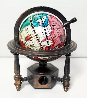 Vintage Mini Die-Cast Copper Metal Spinning World Globe Pencil Sharpener 3  • $9.99