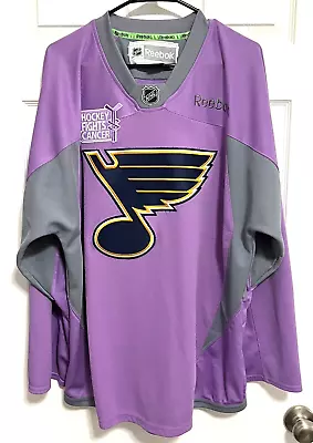 $134.99 • Buy ST LOUIS BLUES Adult Purple  Hockey Fights Cancer  Patch NHL Jersey L Reebok
