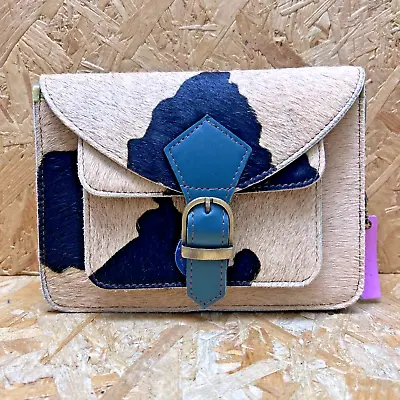 Nephele Recycled Leather Dixie Handbag Shoulder Clutch Bag - Pony Cow Print • £45