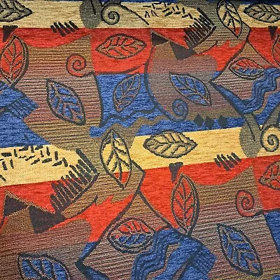 Vintage Upholstery Fabric Southwest  Design Redblue And Browns 15 Yards Long... • £125.34