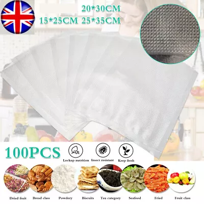 Vacuum Sealer Food Storage Bags Textured Strong Pouches Seal Embossed Vac X 100 • £8.96