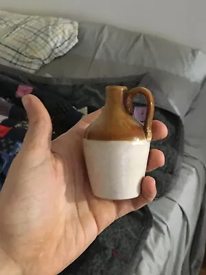 Vintage White And Brown 3 Inch Moonshine Bottle Without Cork Read Desc • $30