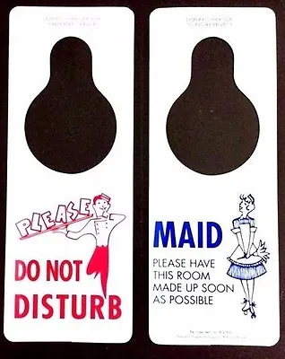 3 Vintage Style 1960s  Do Not Disturb Maid Door Hanger Plastic Sign HOTEL MOTEL  • $8.59