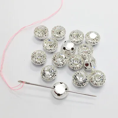 Crystal Silver Back Round Sew On Jewels Gems Beads - Wedding Craft Costumes 10mm • £4.94