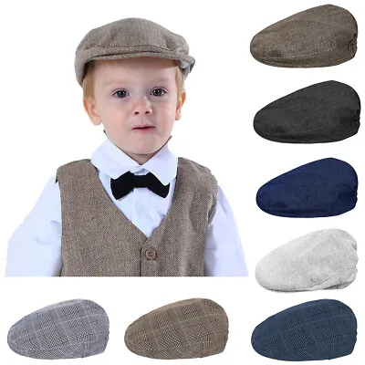 Baby Boys Hat Toddler Herringbone Flat Cap Kids Vintage Driver Hats Beret Hat • $9.99