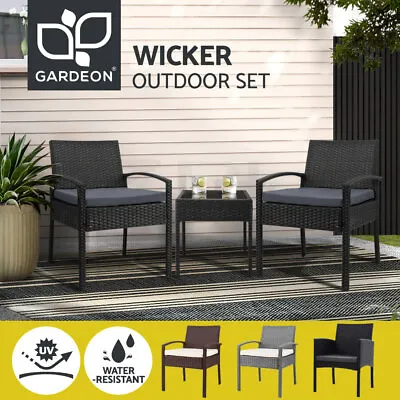 Gardeon Outdoor Furniture Setting Chairs Patio Wicker Rattan Chair Table Garden • $189.95