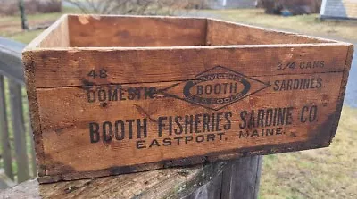 Vintage Booth Fisheries Sardine Company Wooden Crate Eastport Maine • $67.49