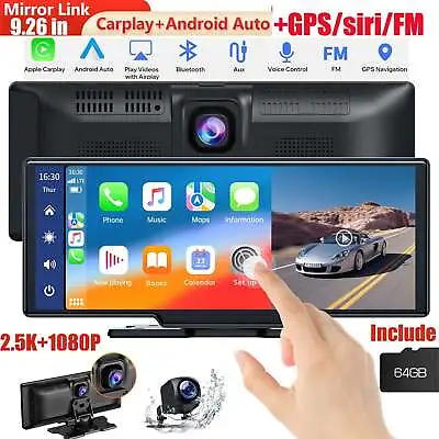 2.5K Dash Cam 9.26  Car Stereo For Apple Carplay&Android Auto AirPlay +Rear Cam • £97.19