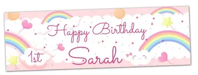 £17.99 • Buy Personalised Birthday Banner Rainbow Children Kids Baby Balloon Confetti Party
