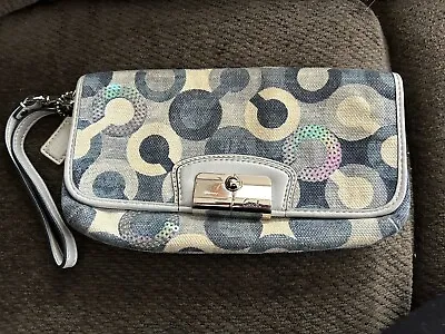 Coach Denim Holo Sequin Wristlet • $20