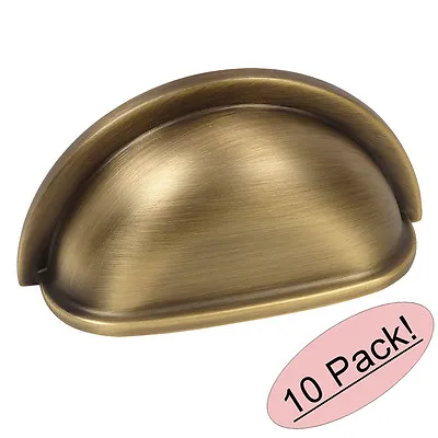$26.57 • Buy *10 Pack* Cosmas Cabinet Hardware Brushed Antique Brass Cup Handle Pull #4310BAB