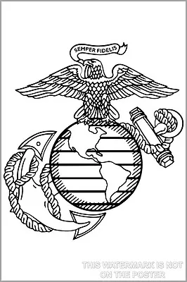 Poster Many Sizes; Marine Corps Globe And Anchor • $160.11