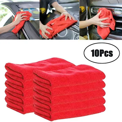 10Pcs Microfiber Cleaning Cloth Extra Thick Rag Car Wash Polishing Towel Red • $7.99