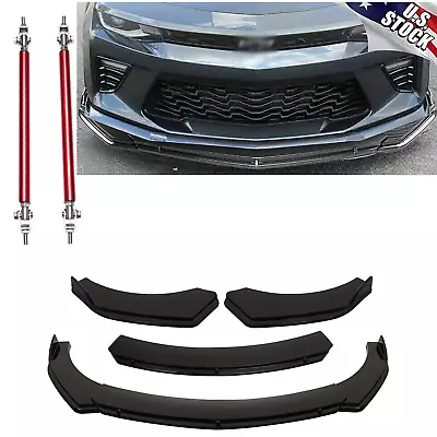 Bumper Spoiler Splitter Body Kit + Strut Rods Glossy Black For Ford Edge V • $69.99