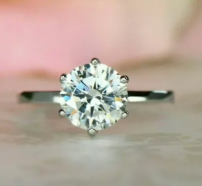 $4.47 • Buy Natural 2.50 Ct. Stunning White Diamond Ring, 14K White Gold Over