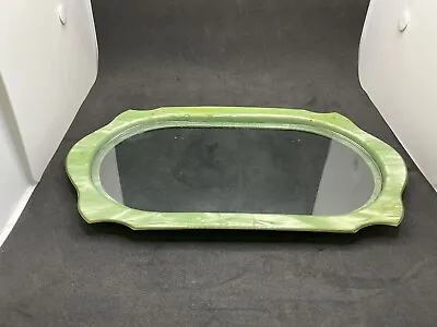 Vintage Pearl Green Celluloid Dresser Vanity Tray W 2 Glass Inserts • $20