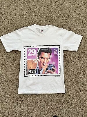 Vintage Elvis Presley T-Shirt Postage Stamp Graphic 90s Single Stitch USA Medium • $24.99