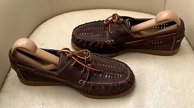 Bertie - Mens Lovely Leather Woven Laced *Billfish* Boat Shoes/Size: UK 7/NWOB • £23