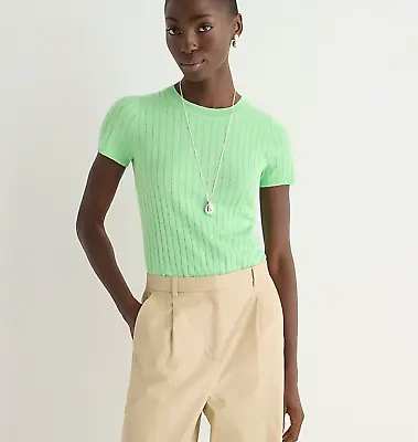 NWT J.Crew $98 Women's Silk/Cashmere Cropped T-shirt FROSTY GREEN Sz XS • $49.95