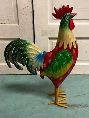 Painted Metal Rooster Red Body • $40