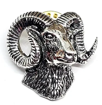 Mouflon Ram Pin Badge Pewter Brooch Sheep Pin Made By Famous A R Brown UK Made • £5.45