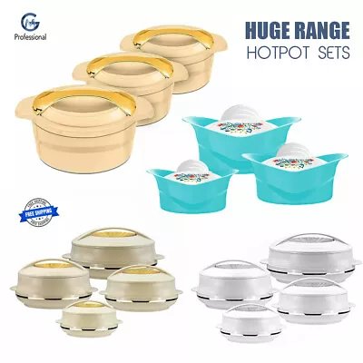 £26.95 • Buy 3Pc 4Pc Insulated Hot Pot Set Food Warmer Casserole Thermal Pan Serving Dish