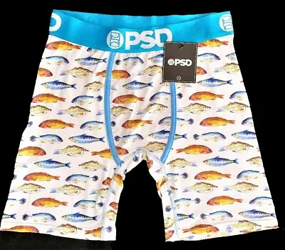 PSD GONE FISHING Fish Salmon Trout Long Boxer Briefs Mesh Front & Back Mns NWT * • $24.99