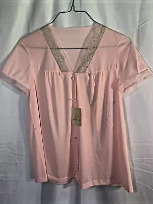 NEW Vanity Fair Blush Pink Pajama Top Button Silky Size 34 Antron III USA Made • $10.80