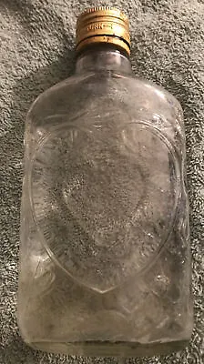 Vintage Whiskey Liquor Bottle Clear Glass With Hearts Shapes. Half Pint • $14.95