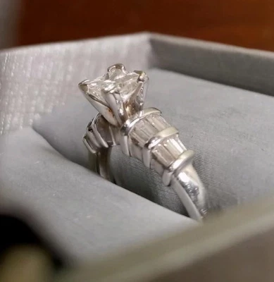 $2499 • Buy Diamond Engagement Ring In Pure Platinum Setting Over 1Ct. Total Weight