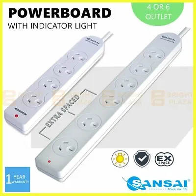 4/6 Way Outlet Power Board Powerboard Sockets Power Point Extension Space Saving • $16.95