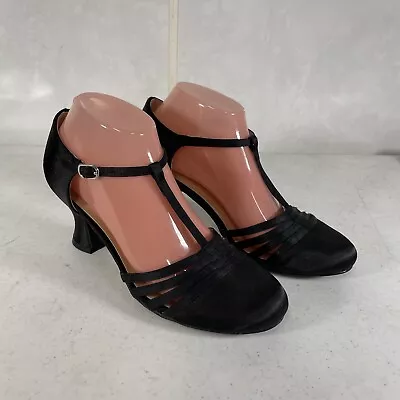 Ellie Shoes Womens 254-lucille Black Size 8 M Black Satin Heel EUC • $20