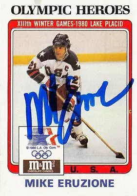 Mike Eruzione Signed Hockey Card (1980 USA Olympic Team) 1983 MnM Heroes #13 • $20