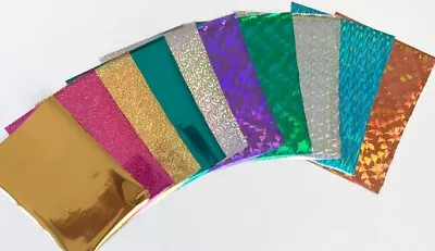 10 EASY RELEASE HOLOGRAPHIC/ METALLIC FOIL SHEETS EA. 6 X12 IN. For Polymer Clay • $6