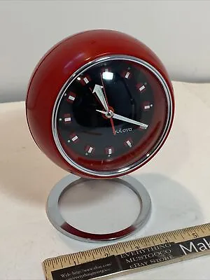 Bulova Retro Red Mid Century Modern Mcm Atomic Age Wind Up Pedestal Alarm Clock • $270.84
