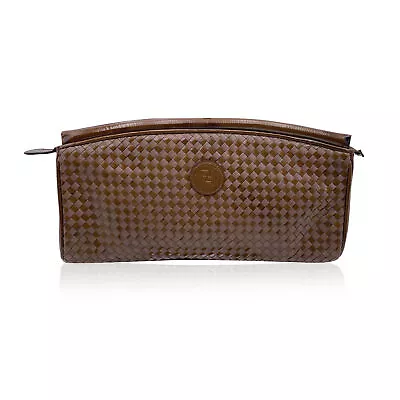 Authentic Fendi Vintage Beige Tan Woven Leather Clutch Handbag Bag • $250